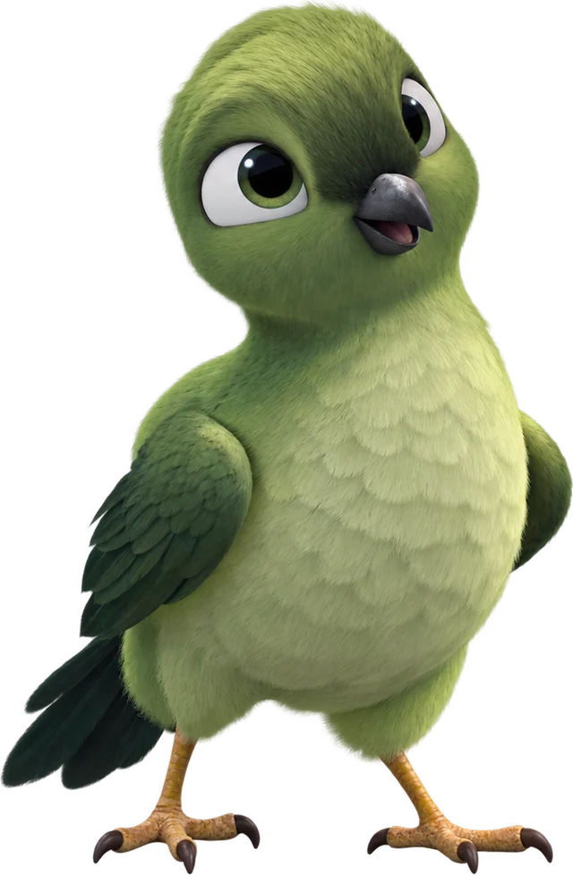 A yellow-footed green pigeon character